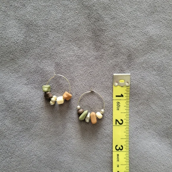 Handmade Stone Hoop Earrings - Picture 2 of 2